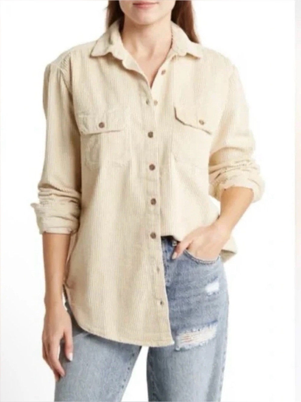 NWT Billabong So Stoked Corduroy Button Down Shirt Jacket Size Large